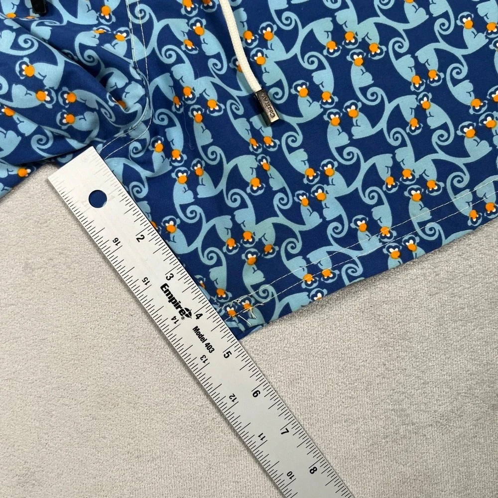 98 Coast Av Mens Swim Trunks Medium Blue Monkey Print Board Shorts Drawstring